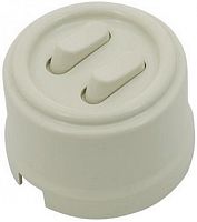 Выключатель-ретро пластик клавишный Bironi Лизетта 2-кл. слоновая кость картинка